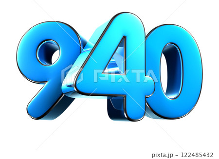 Blue number 940 3d illustration. Blue number 940 3d illustration. 122485432