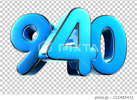 Blue number 940 3d illustration. 122485432