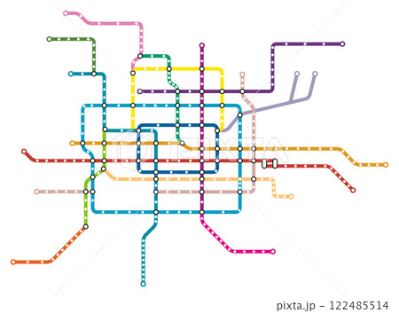 Layered editable vector illustration of the subway diagram of Beijing City,China. Layered editable vector illustration of the subway diagram of Beijing City,China. 122485514