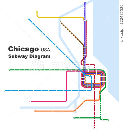 Layered editable vector illustration of the subway diagram of Chicago,USA. Layered editable vector illustration of the subway diagram of Chicago,USA. 122485520