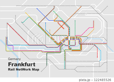 Layered editable vector illustration of Rail Network Map of Frankfurt,Germany 122485526