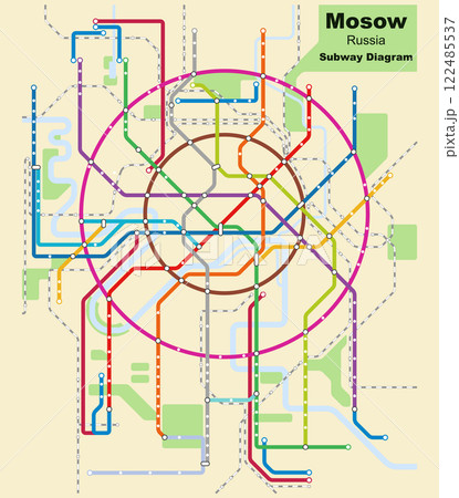 Layered editable vector illustration of the subway diagram of Mosow,Russia. 122485537