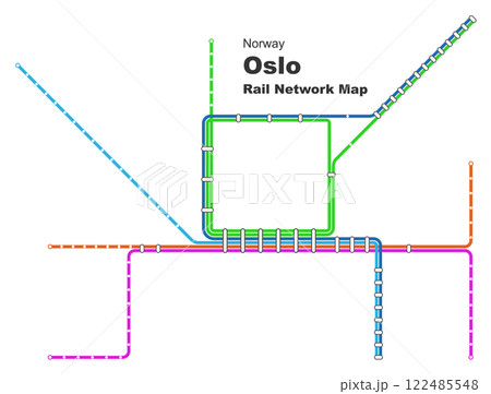 Layered editable vector illustration of Rail Network Map of Oslo,Norway 122485548