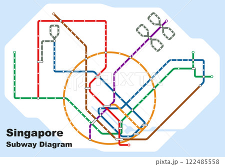 Layered editable vector illustration of the subway diagram of Singapore. Layered editable vector illustration of the subway diagram of Singapore. 122485558