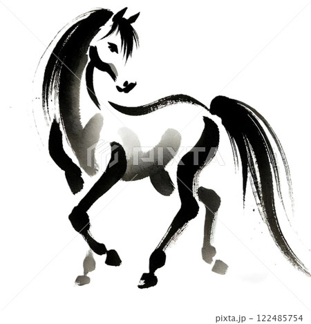 水墨画 走る馬 イラスト素材 [ 2758648 ] - フォトライブラリー