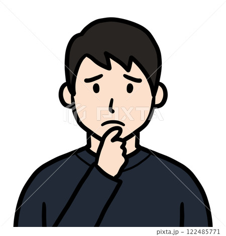 手を当てて困っている若い男性アイコン 手を当てて困っている若い男性アイコン 122485771
