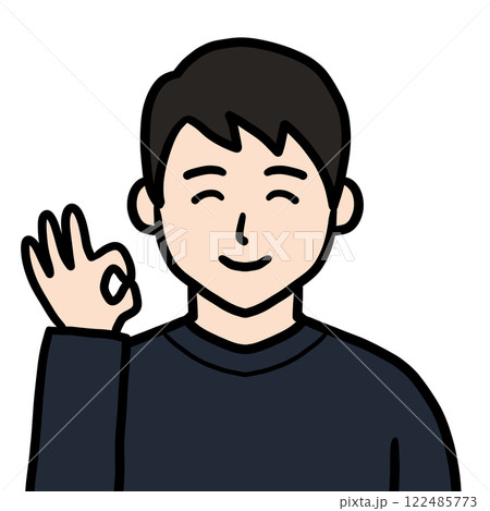 OKする若い男性アイコン(笑顔) OKする若い男性アイコン(笑顔) 122485773