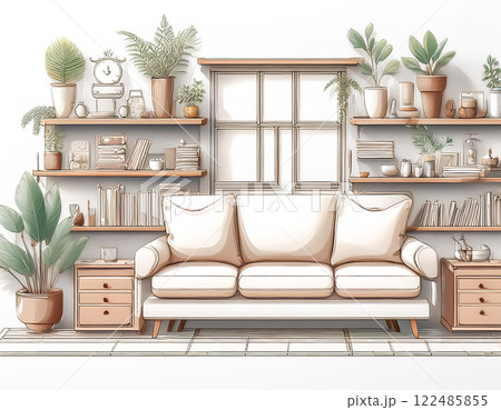 部屋のイラストイメージ素材 122485855