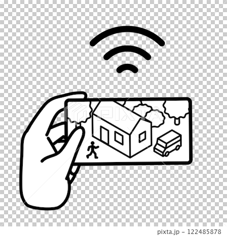 Illustration of a person checking the video of an intruder on a smartphone. Security cameras, CCTV, network Illustration of a person checking the video of an intruder on a smartphone. Security cameras, CCTV, network 122485878