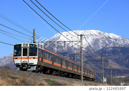 冠雪の伊吹山と東海道線311系電車 冠雪の伊吹山と東海道線311系電車 122485897
