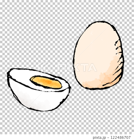 Illustration of a boiled red egg 122486707