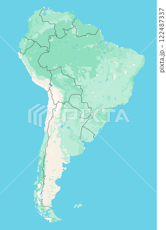 Layered editable vector illustration outline Map of South American continent Layered editable vector illustration outline Map of South American continent 122487337