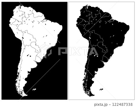 Layered editable vector illustration outline Map of South American continent 122487338