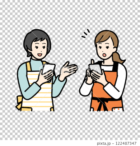 婦女談話,當拿著智能手機時 婦女談話,當拿著智能手機時 122487347