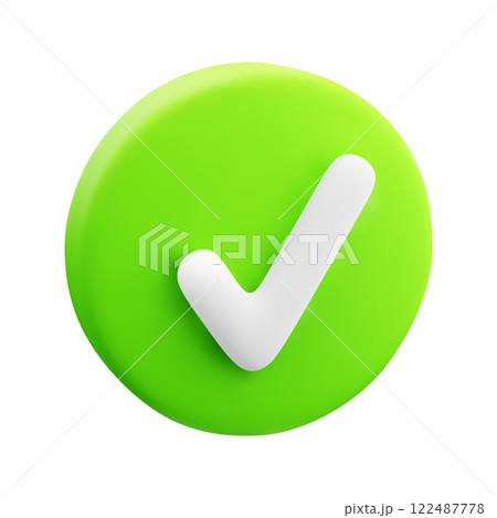 3d cartoon bright green circular button with...のイラスト素材 [122487778] - PIXTA