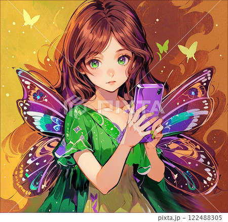 スマホを持つ妖精少女 122488305
