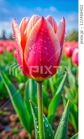 beautiful tulips in the garden 122488402