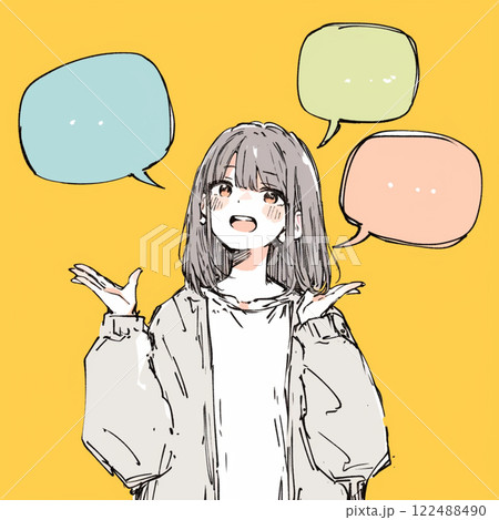 【フキダシ】話す女の子 【フキダシ】話す女の子 122488490