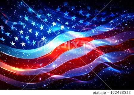 Banner-postcard with a fragment of the American flag 122488537