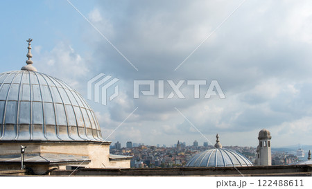 View of Istanbul from rooftop of Suleiman the magnificent mosque. Turkey View of Istanbul from rooftop of Suleiman the magnificent mosque. Turkey 122488611