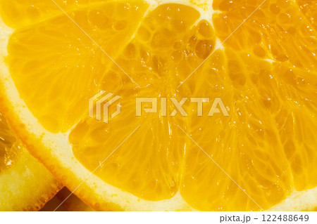 Macro Texture Of Ripe Fresh Orange Fruit Pulp. 122488649