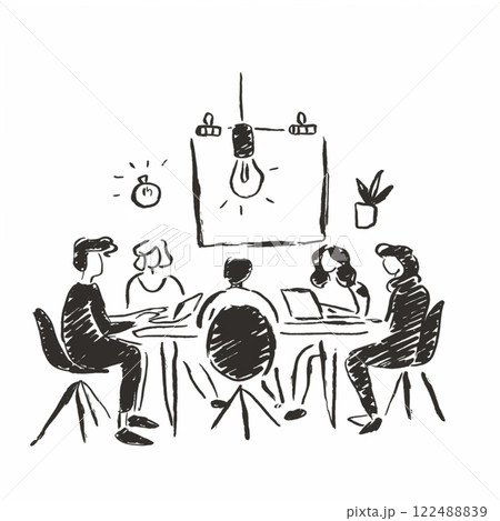 会議の様子の簡単なイラスト 122488839