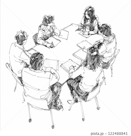 会議の様子の簡単なイラスト 122488841