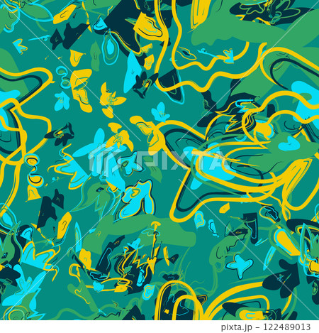 Floral brush strokes seamless pattern design for fashion textiles, graphics, backgrounds and crafts 122489013