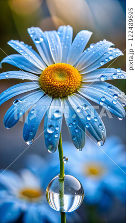field of daisies floating in the water 122489695
