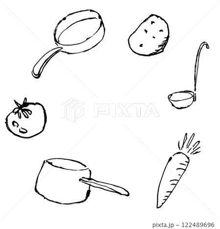 野菜と調理器具のフレーム素材 122489696