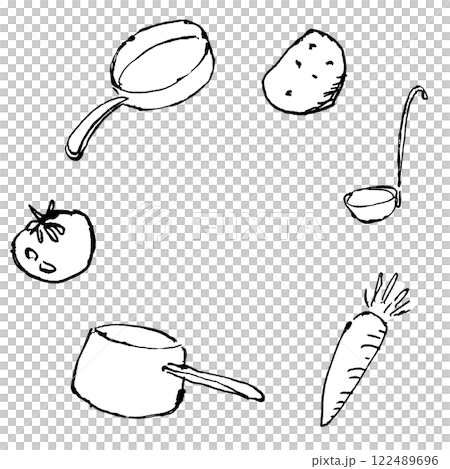 野菜と調理器具のフレーム素材 122489696