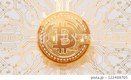 Bitcoin cryptocurrency coins digital financial money trending price concept. Digital gold money bitcoin cryptocurrency tokens coins. 122489705