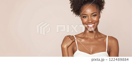 Portraits of smiling Black women with natural hairstyles, showcasing confidence and beauty Portraits of smiling Black women with natural hairstyles, showcasing confidence and beauty 122489884
