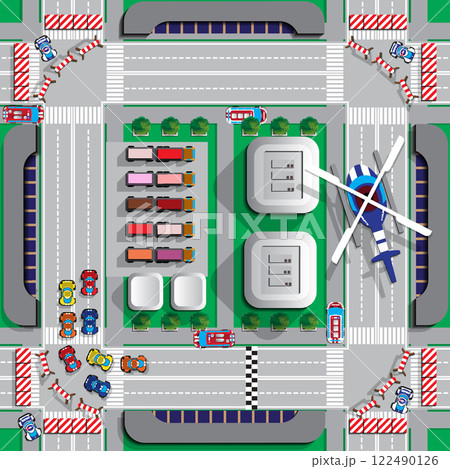 Race track on city streets. View from above....のイラスト素材 [122490126] - PIXTA