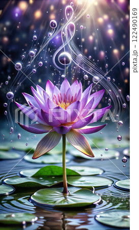 purple lotus flower blooming in pond purple lotus flower blooming in pond 122490169