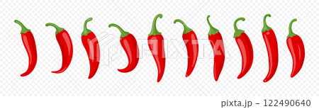 Cartoon Red Hot Chili Pepper Icon Set Closeup, Isolated. Hand Drawn Spicy Chili Pepper, Vector Illustration Cartoon Red Hot Chili Pepper Icon Set Closeup, Isolated. Hand Drawn Spicy Chili Pepper, Vector Illustration 122490640