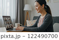 自宅でテレワークをする女性 122490700