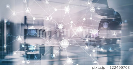 People network connection. Network work connections concept. 122490708