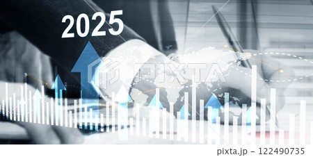 Financial background, economic growth 2025. Abstract background. Mixed Media Financial background, economic growth 2025. Abstract background. Mixed Media 122490735