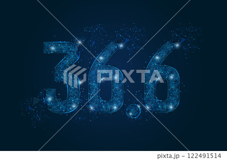 Abstract isolated blue image of healthy normal 36.6 temperature. Polygonal low poly wireframe illustration looks like stars in the black night sky in space or flying glass shards. 122491514