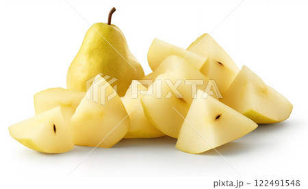 Chopped pears isolated object background 122491548