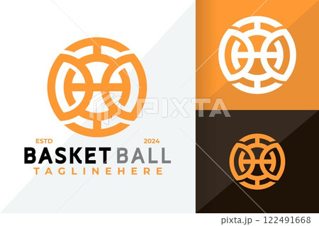 Letter H Basket Ball Logo Icon Vector Design Illustration 122491668