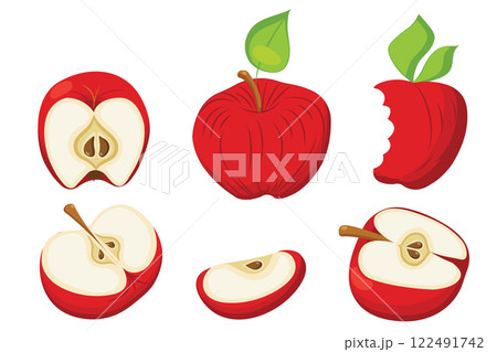 Red apple in flat style. Simple icon for your design. Vector illustration isolated on white background. Red apple in flat style. Simple icon for your design. Vector illustration isolated on white background. 122491742