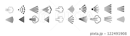 Spray icons set. Spray steam icons. cleaning deodorant sprayed line. Vector 122491908