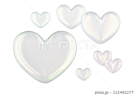 Heart shaped soap bubbles, 3D rendering 122492277