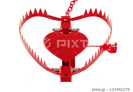 Heart shaped trap, love trap concept. 3D rendering 122492278