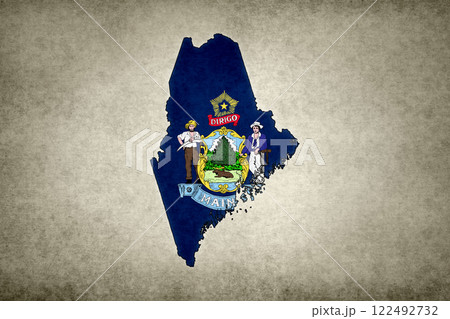 Map of Maine with its flag on a paper Map of Maine with its flag on a paper 122492732