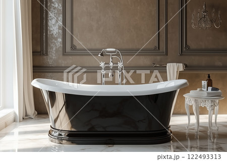 large dark luxury bath, vintage, spa concept 122493313