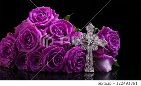 紫の薔薇と十字架 紫の薔薇と十字架 122493861
