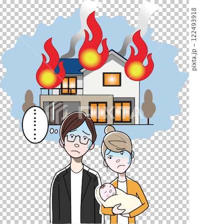 一對夫婦擔心火災的插圖 122493918